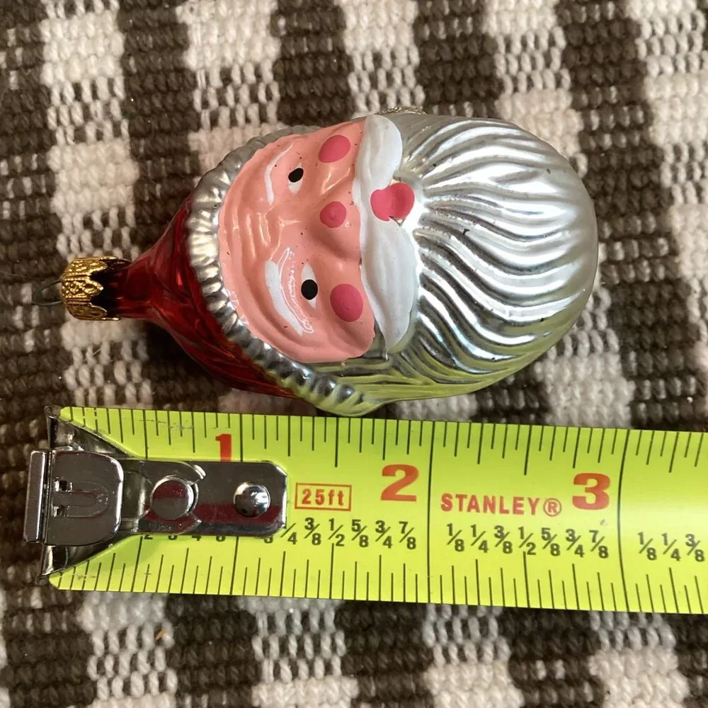 Vintage Blown Glass Santa Face Christmas Ornament Holiday Decor Columbia